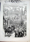 Original Old Antique Print Great Hampton Stree Birmingham Royal Visit 1874 19th