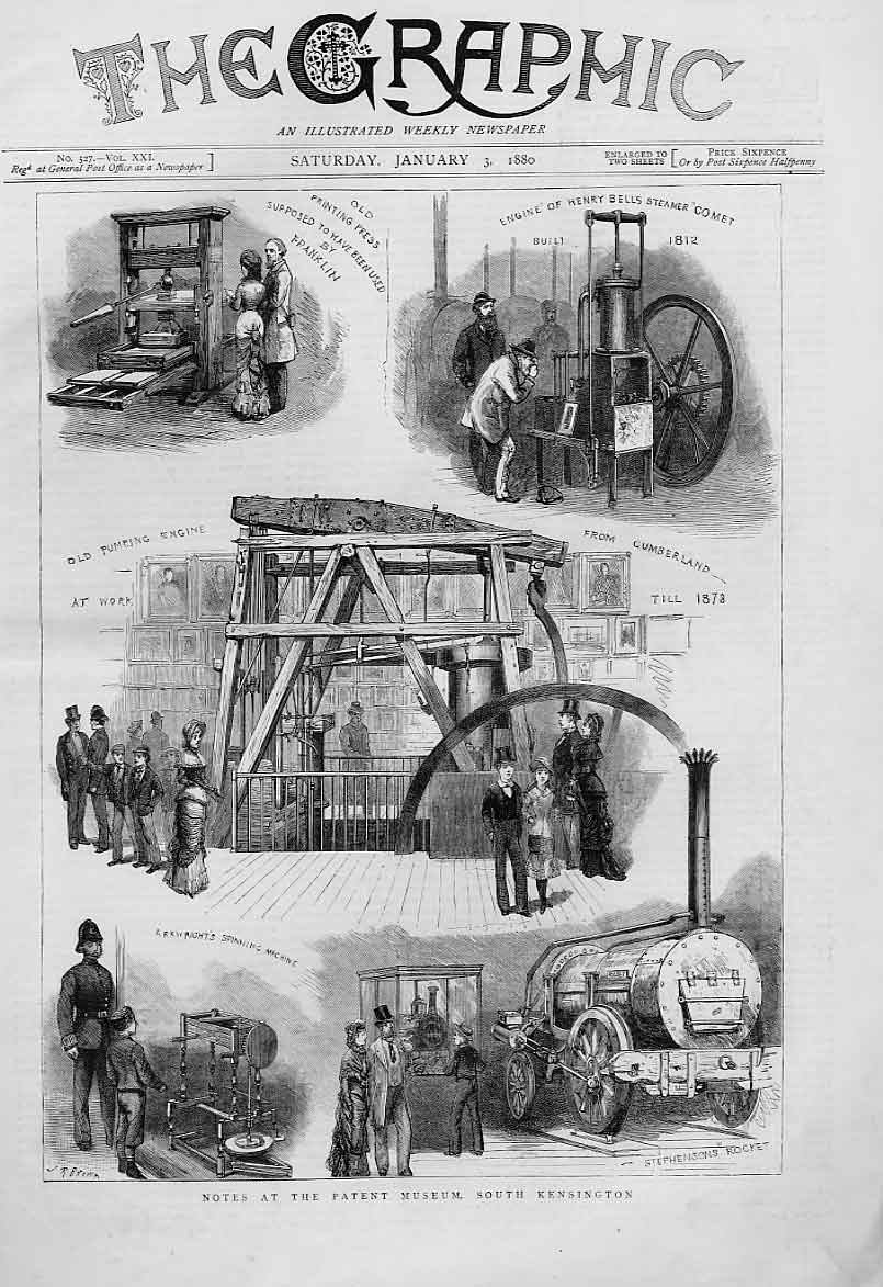 Original Old Antique Print Items At Patent Museum Kensington 1880 19th