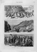 Original Old Antique Print Afghan Campaign Carbul River Lataband Camp 1880 19th