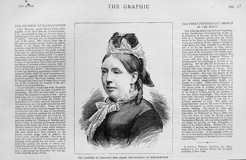 Original Old Antique Print Portrait Her Grace Duchess Marlborough