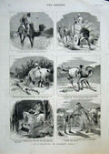 Original Old Antique Print Buck Shooying Guzerat India 1884 19th