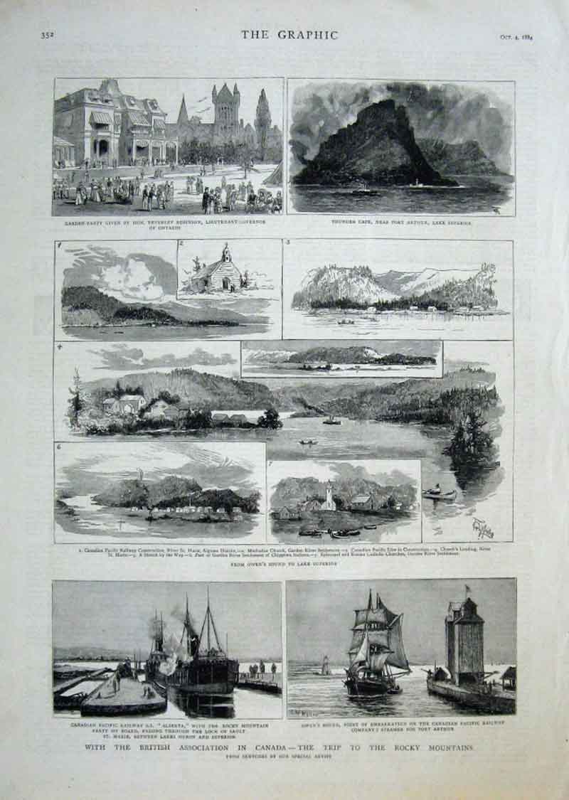 Original Old Antique Print Trip To Rocky Mountains Canada 1884 19th