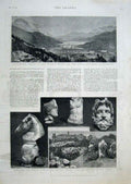 Old Antique Print Maloja Valley Engdine Switzerland R4Oman Remains Italy