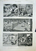 Original Old Antique Print Amusements British Sailor Abroad 1884 19th