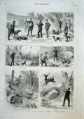 Original Old Antique Print Days Hunting With Hobart Pashain Asia Minor 1884 19th