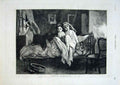 Original Old Antique Print Listening To The Waits 1884 Christmas Time Victorian
