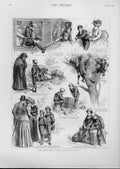 Original Old Antique Print Boys Will Be Boys On Holiday 1892 Fun 19th