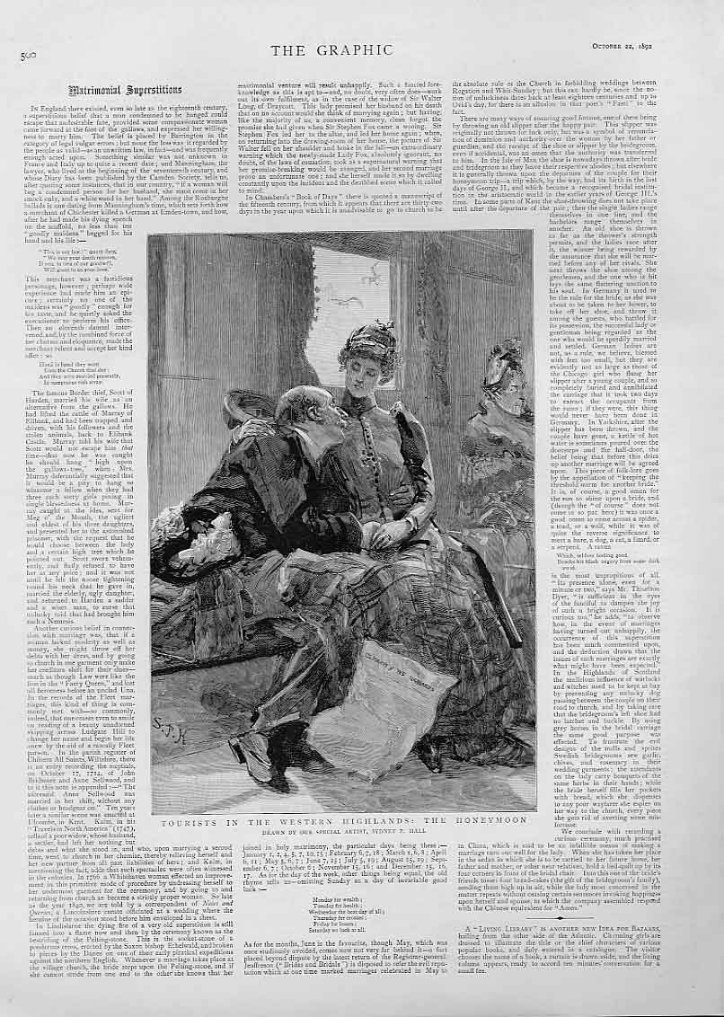 Original Old Antique Print Tourist West Highlands Scotland On Honeymoon 00BBB1