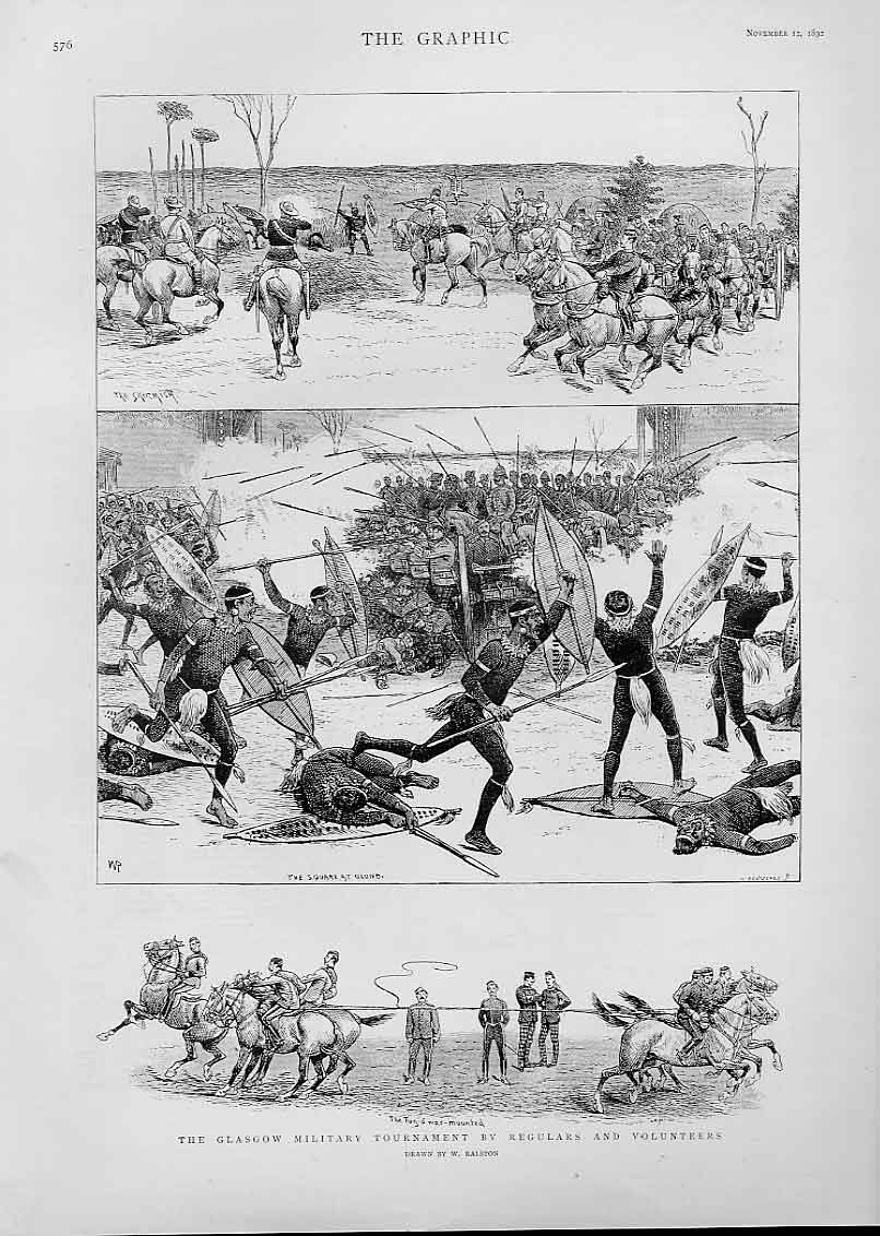 Original Old Antique Print Glasgow Military Tournament 1892 Is It Scotland ?