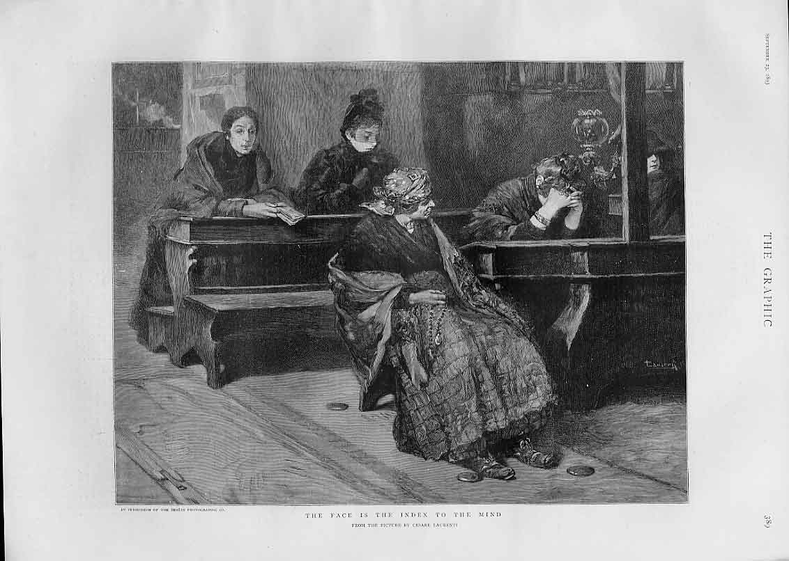 Original Old Antique Print The Face Is The Index The Mind Fine Art By Laurenti