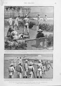 Original Old Antique Print Pleasure & Adventure With The Nile Expedition 1896