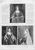 Original Old Antique Print Queen Victoria & Her Queenly Predecessors