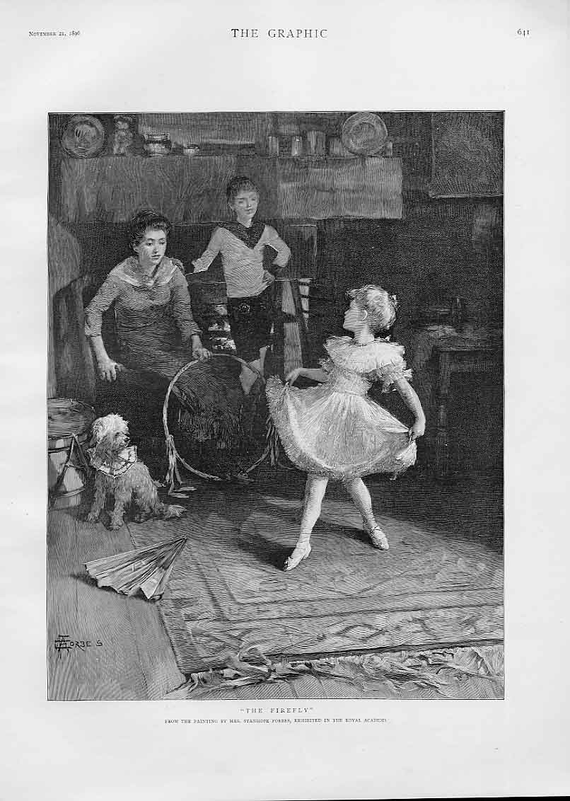 Original Old Antique Print Firefly By Forbes Fine Art 1896 19th