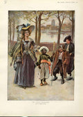 Original Old Antique Print My Lady'S Protector By Browme Fine Art
