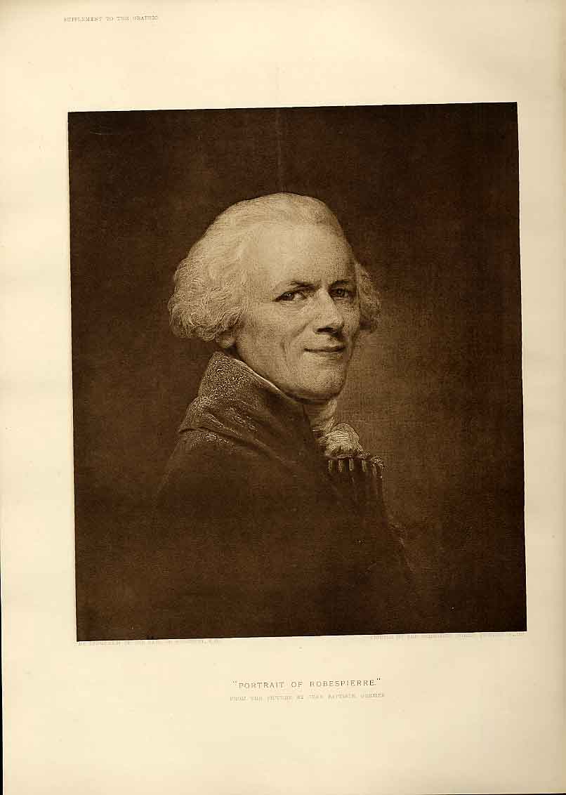 Original Old Antique Print Portrait Rbespierre By Oreuze Fine Art