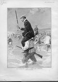 Original Old Antique Print Naval Landing At Brest 1905 People Ships 20th