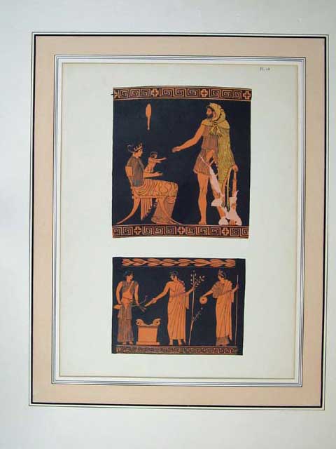 Original Old Antique Print Roman Family Men Costumes Cloaks Head