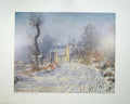 Original Old Antique Print Water Colour Road Giverny Winter Claude Monet Snow