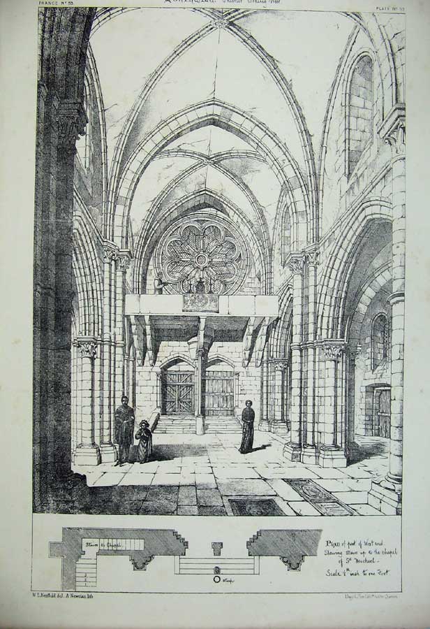Original Old Antique Print Montreale Cathedral Interior Church France C1875
