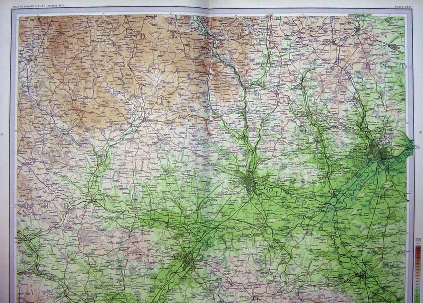 Old Antique Print Atlas England Derby Nottingham Burton Trent Mansfield