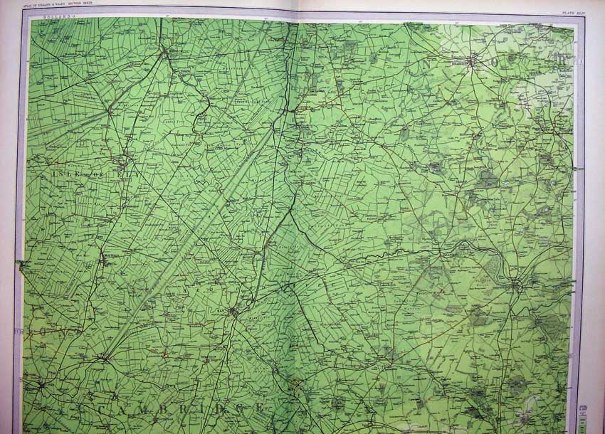 Original Old Antique Print Atlas England Ely Wisbech Brandon Bedford Denver Map