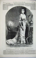Antique Old Print *0143 1880 Beautiful Woman Dinner Soiree Toilette Fashion