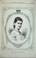 Original Old Antique Print 1882 Portrait Princess Helen Duchess Albany Royal B