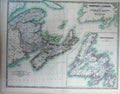 Original Old Antique Print Map Dominion Canada Newfoundland Brunswick Scotia