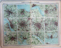 Original Old Antique Print Map Towns England Scotland Edinburgh Glasgow Bristol