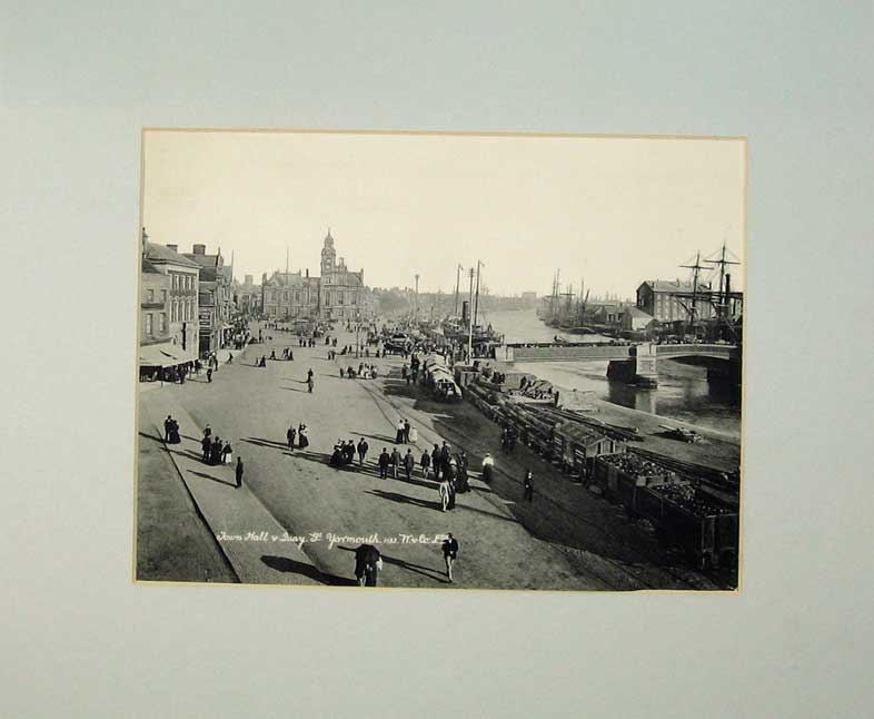 Original Old Vintage Print C1950 Photo Lithograph Town Hall Quay Great Yarmouth