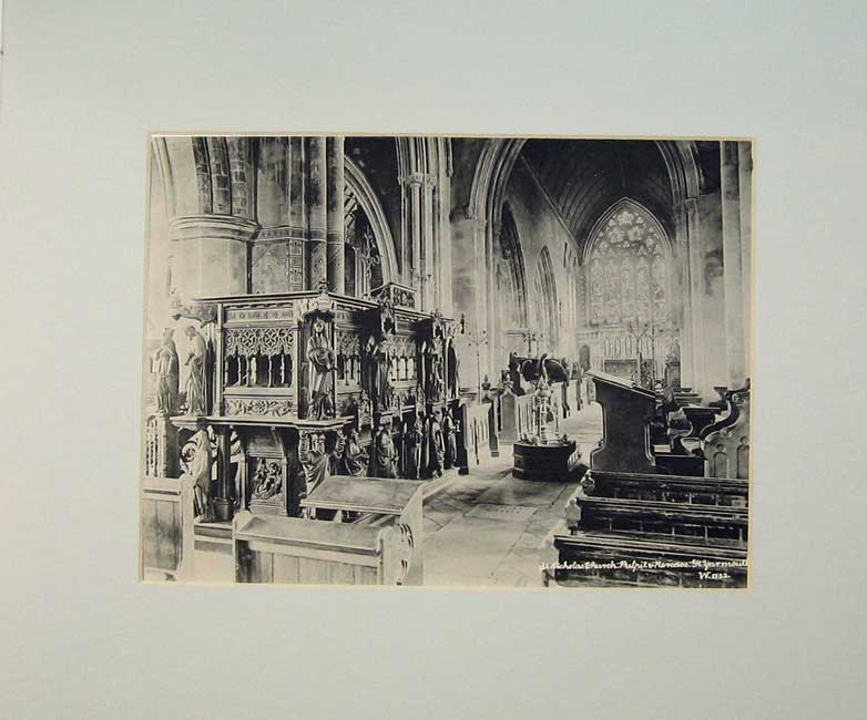 Old Vintage Print C1950 Photo Lithograph Nicholas Church Great Yarmouth 20th