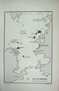 Original Old Antique Print 1855-1895 Map Rio Harbour Nictheroy Semaphore Ships