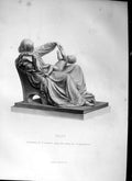 Old Antique Print Art Journal Statue 1869 Entre Deuax Amours Lady Babies 19th