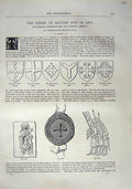Original Old Antique Print 1870 Art Journal Cross Lozengy Clechee Moline Ancree