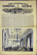 Original Old Antique Print Military Naval Club St James St Drawing Room 1850
