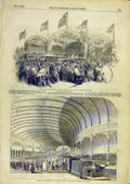 Original Old Antique Print Newcastle-Upon-Tyne Railway Station Royal Queen 1850