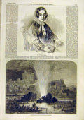 Original Old Antique Print Banquet Egyptian Hall Mansion-House 1850 Victorian