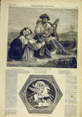 Old Antique Print Neapolitan Fisherman Family Riedel Mosaic Chimaera 1850 19th