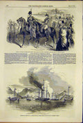 Original Old Antique Print Prince Albert Wellington Wimbledon Review Common 1850