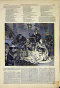 Original Old Antique Print Painting Burial Son'S Edward Iv Poetry Poem 1850 19th