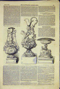 Original Old Antique Print Queens GCup Emperor Vase Royal Hunt Ascot 1850 19th