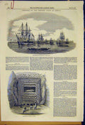 Old Antique Print Bonny River Ship Jujuh-House Worship King Peppel 1850 19th