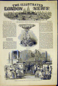 Original Old Antique Print Royal Font Prince Arthur Christening Buckingham 1850