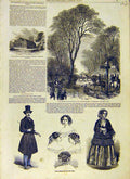 Original Old Antique Print Napoleon Hunt Compiegne Paris Fashion Chapel 1853