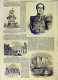Original Old Antique Print Maugham Raglan Portrait Trinity College Castle 1853