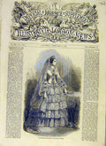 Original Old Antique Print Empress French Bridal Costume Portrait 1853 Victorian
