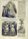 Original Old Antique Print Empress French Bridal Costume Paris Fashion Fancourt