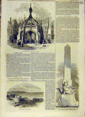 Old Antique Print Poultry-Cross Salisbury Seahm Hall Church Rusthall 1853 19th