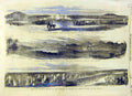 Original Old Antique Print Bagshot Infantry Military Chobham Dragoons 1853 19th
