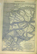Original Old Antique Print 1855 Map River Alma Blaklava Allied Armies War 19th